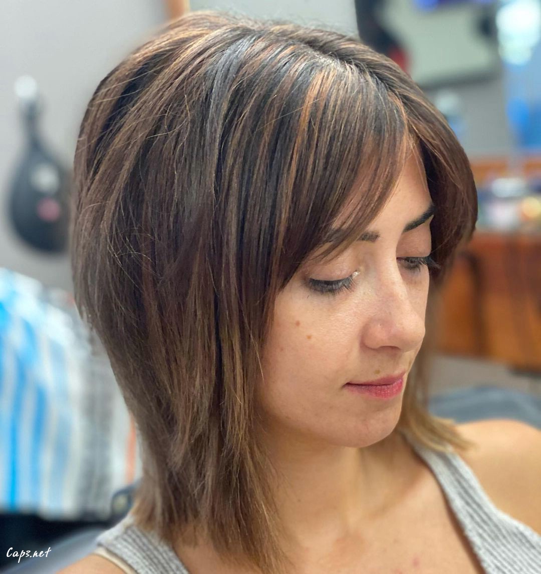 Short Bob Brown Curtain Bangs