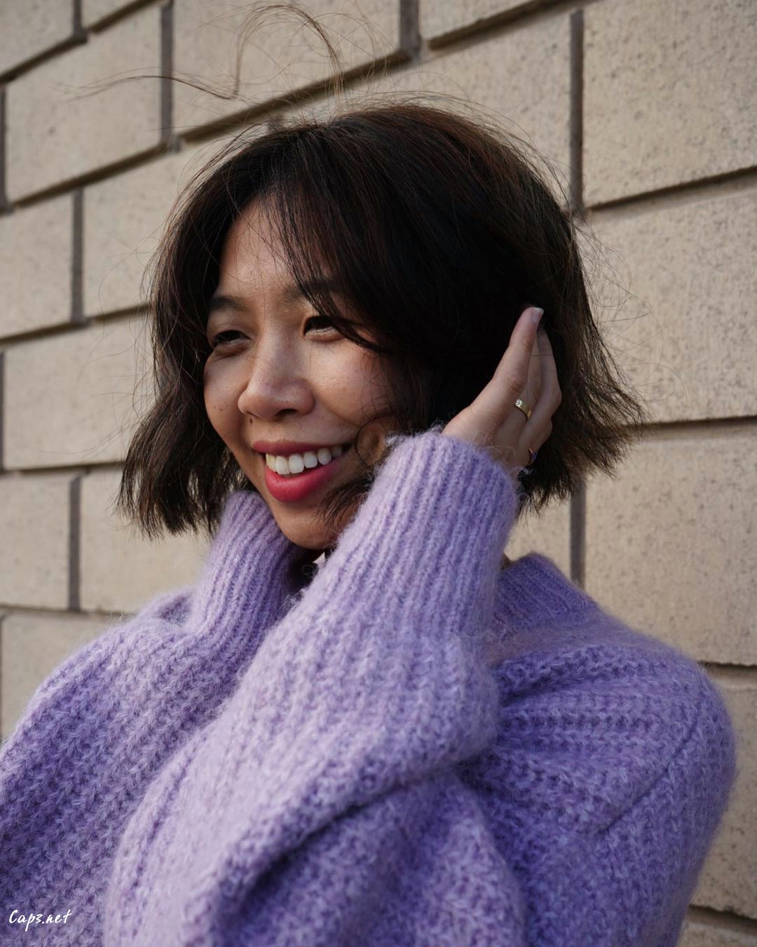 Short Bob Dark Hair Curtain Bangs