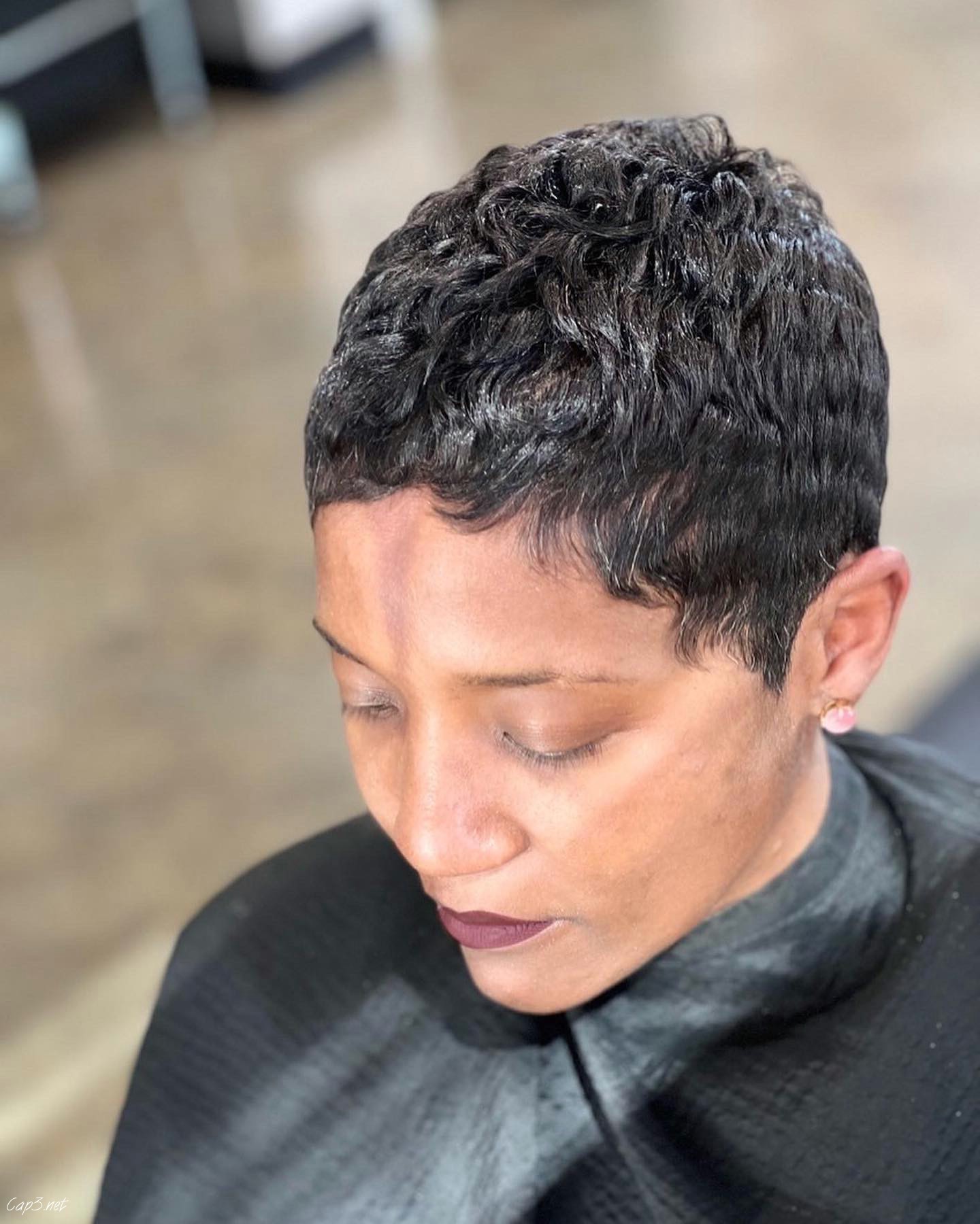 Short Curly Pixie Natural Look