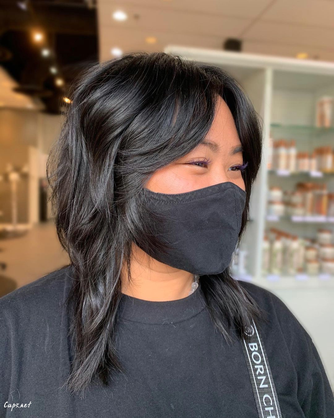 Short Dark Bob Curtain Bangs