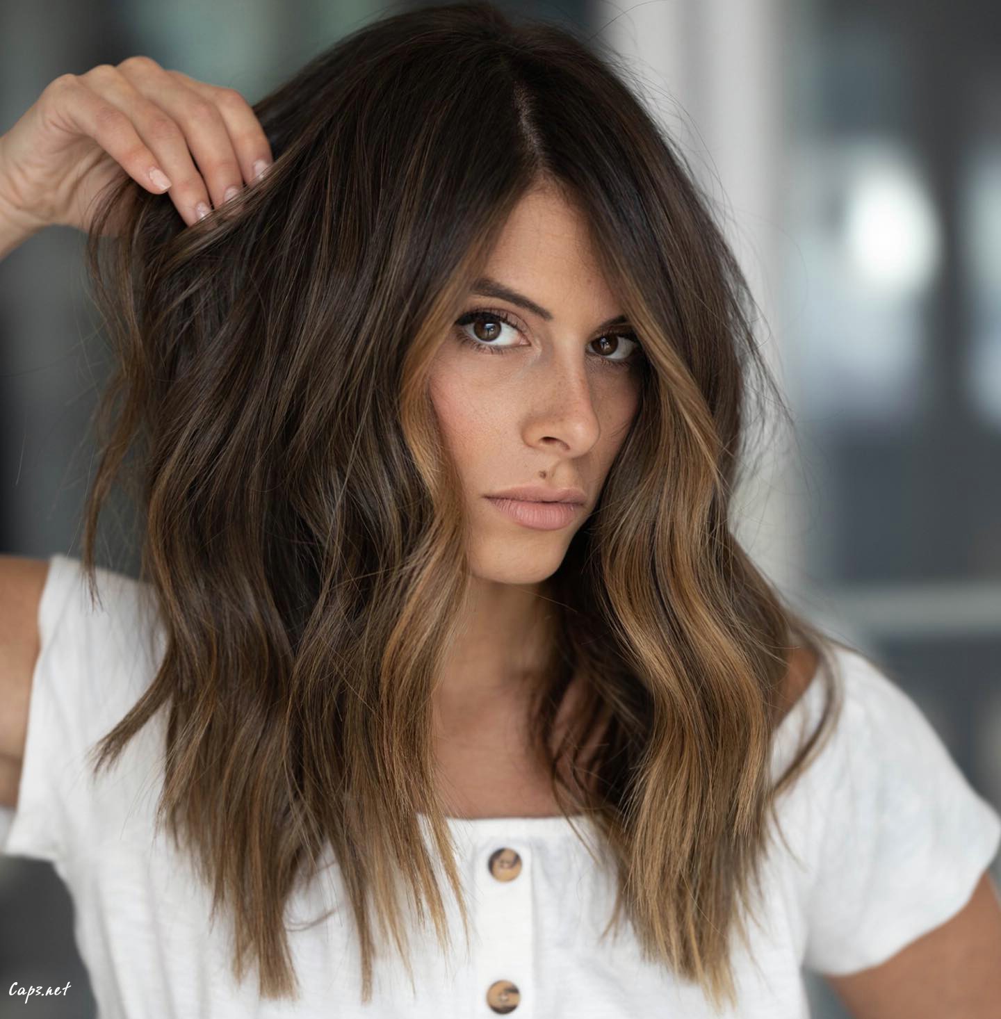 Stylish Brown Hair Long Bangs For Fall