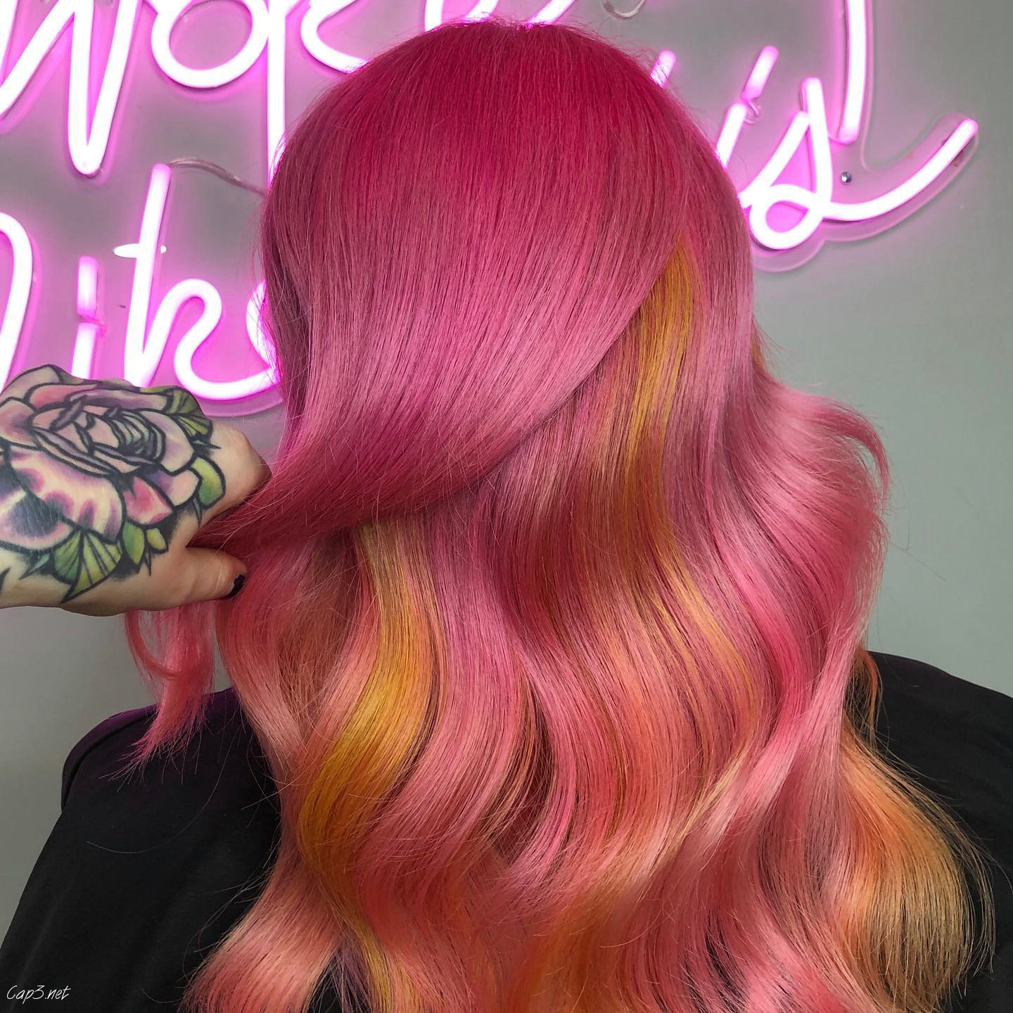 Voluminous Dark Pink Glass Hair