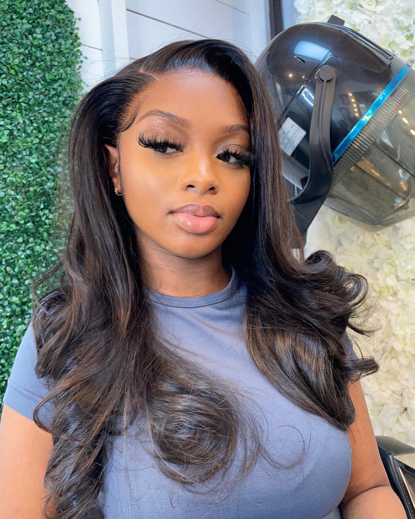 Dark Brown Side Part Hair