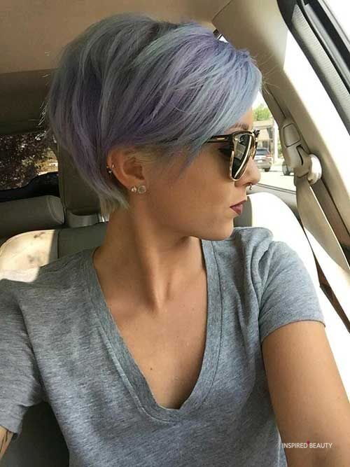 Gray Hair with sky blue highlights