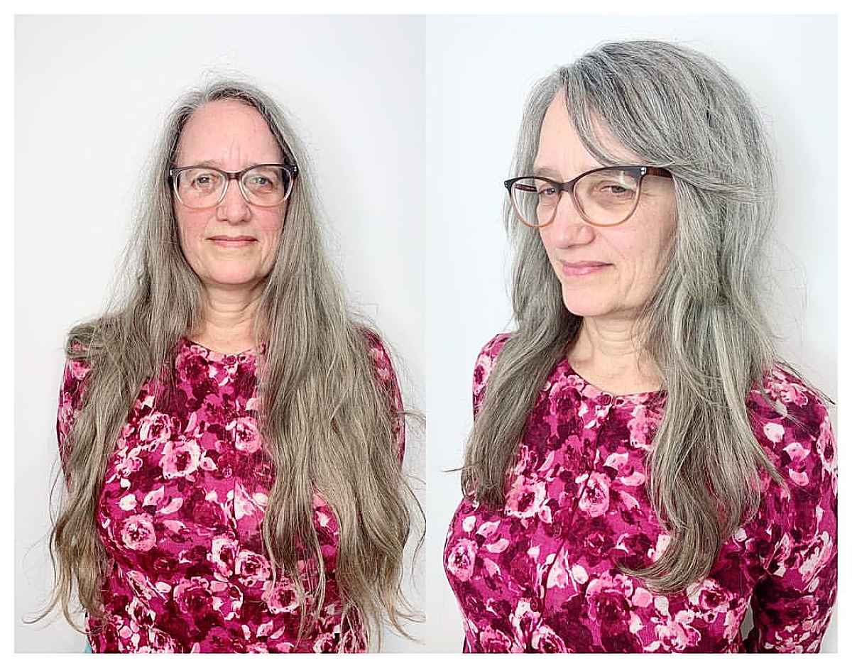 long shag cut for ladies passed 60