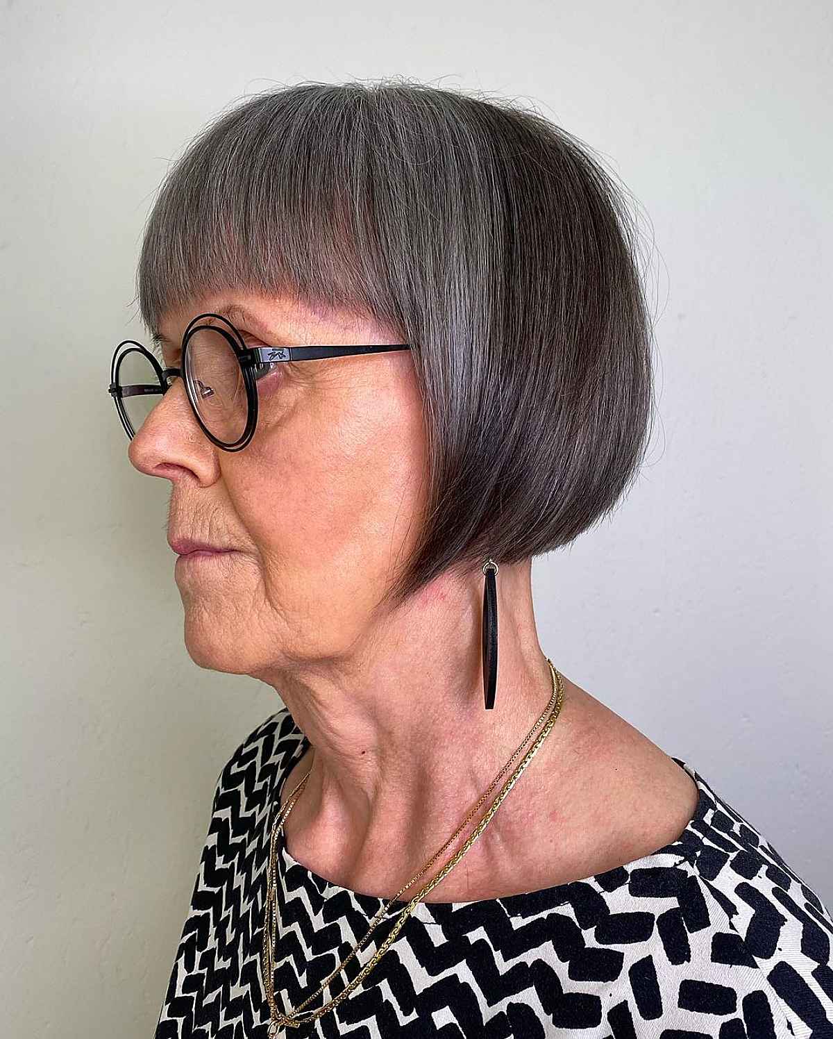 round bob with bangs for ladies over sixty