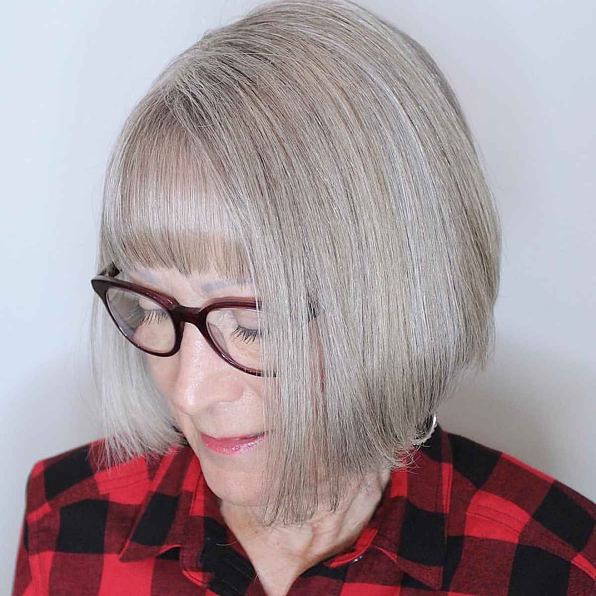 short bob with bangs for ladies in their sixties
