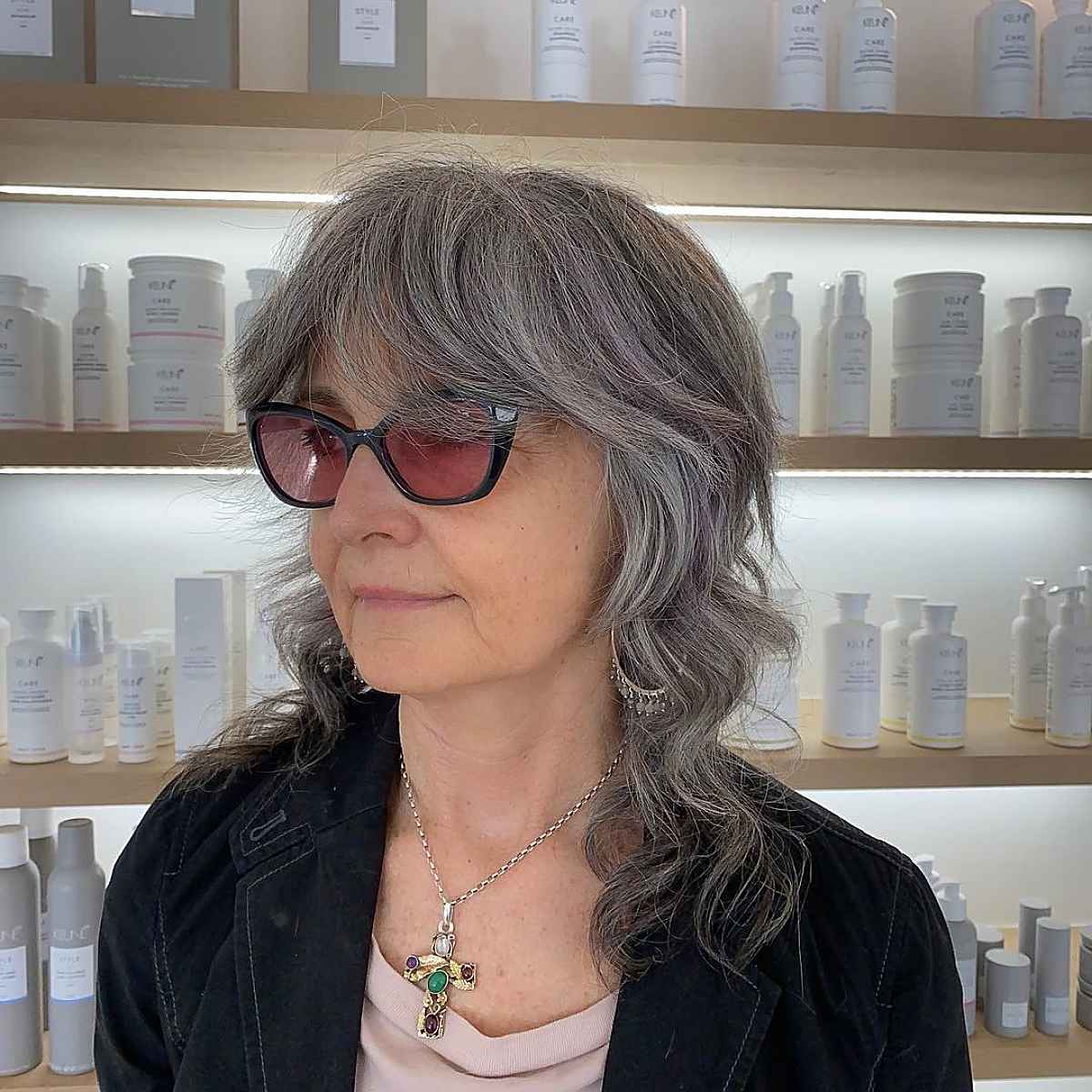shoulder length shag for 60 year old ladies