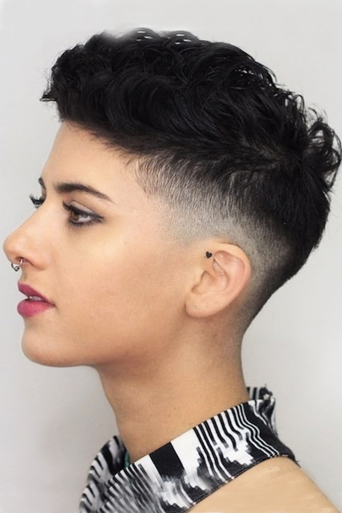 taper haircut women fade classic black short pixie wavy