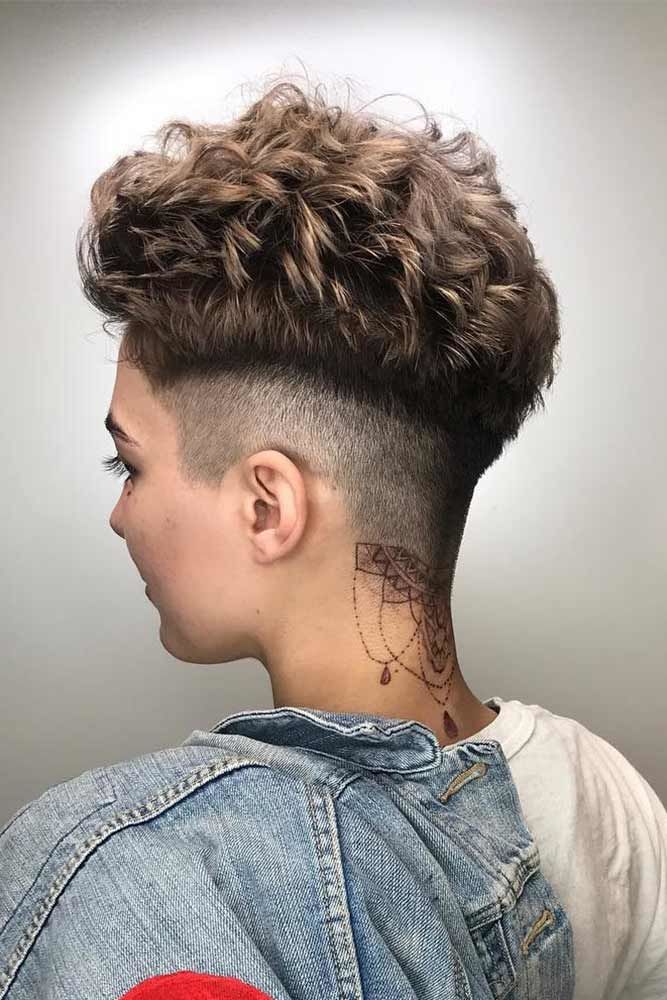 taper haircut women layered brown caramel blonde long shaved wavy choppy