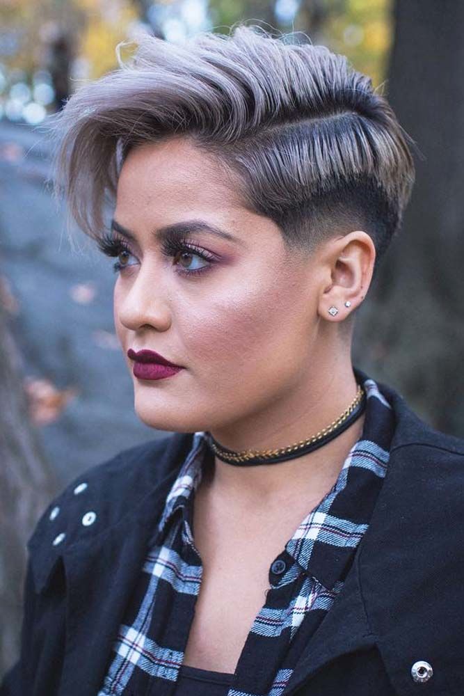 taper haircut women layered brown platinum blonde long bang asymmetrical