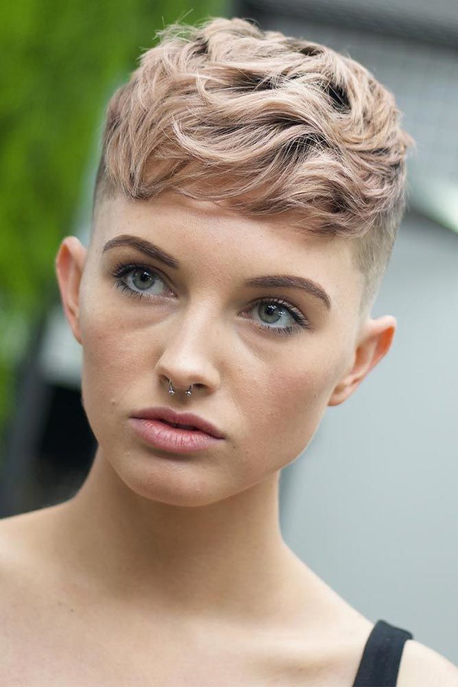 taper haircut women layered caramel blonde long shaved wavy choppy