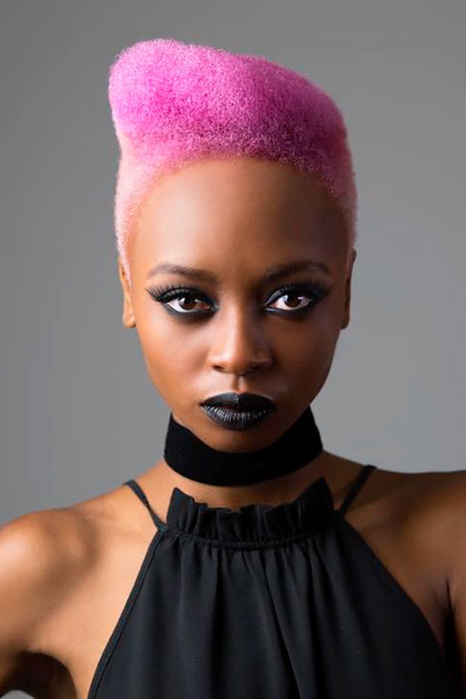 taper haircut women textured black pink blonde color short natural