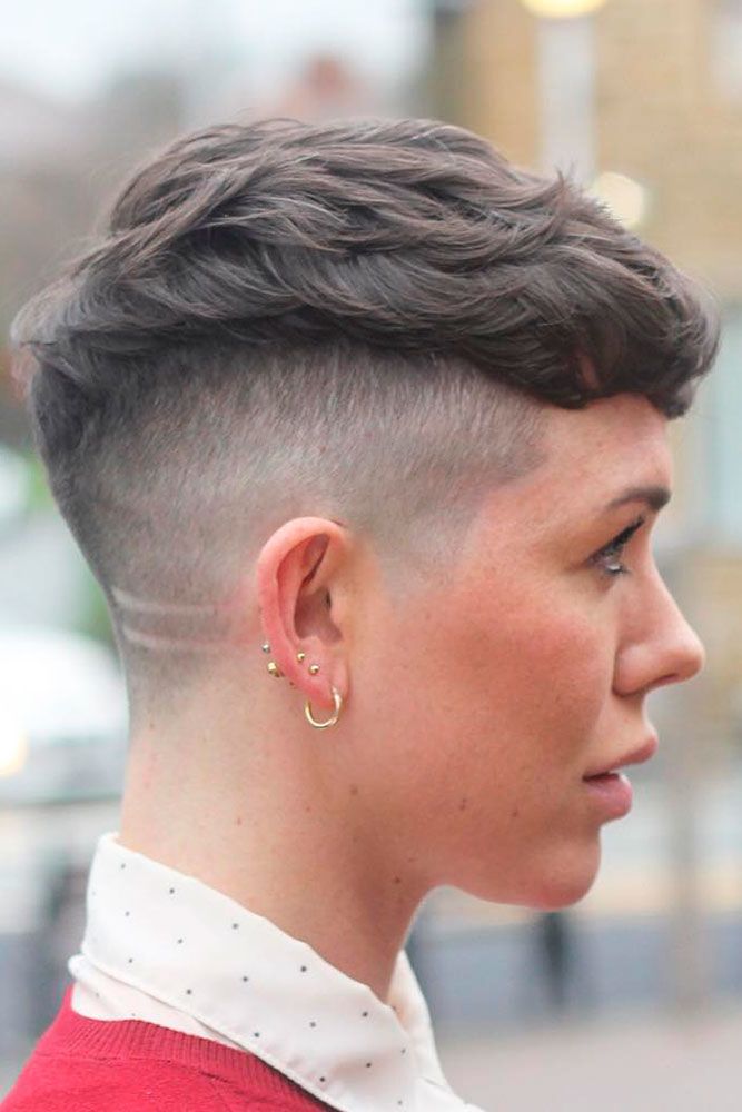 taper haircut women textured dark brown cold silver short pixie