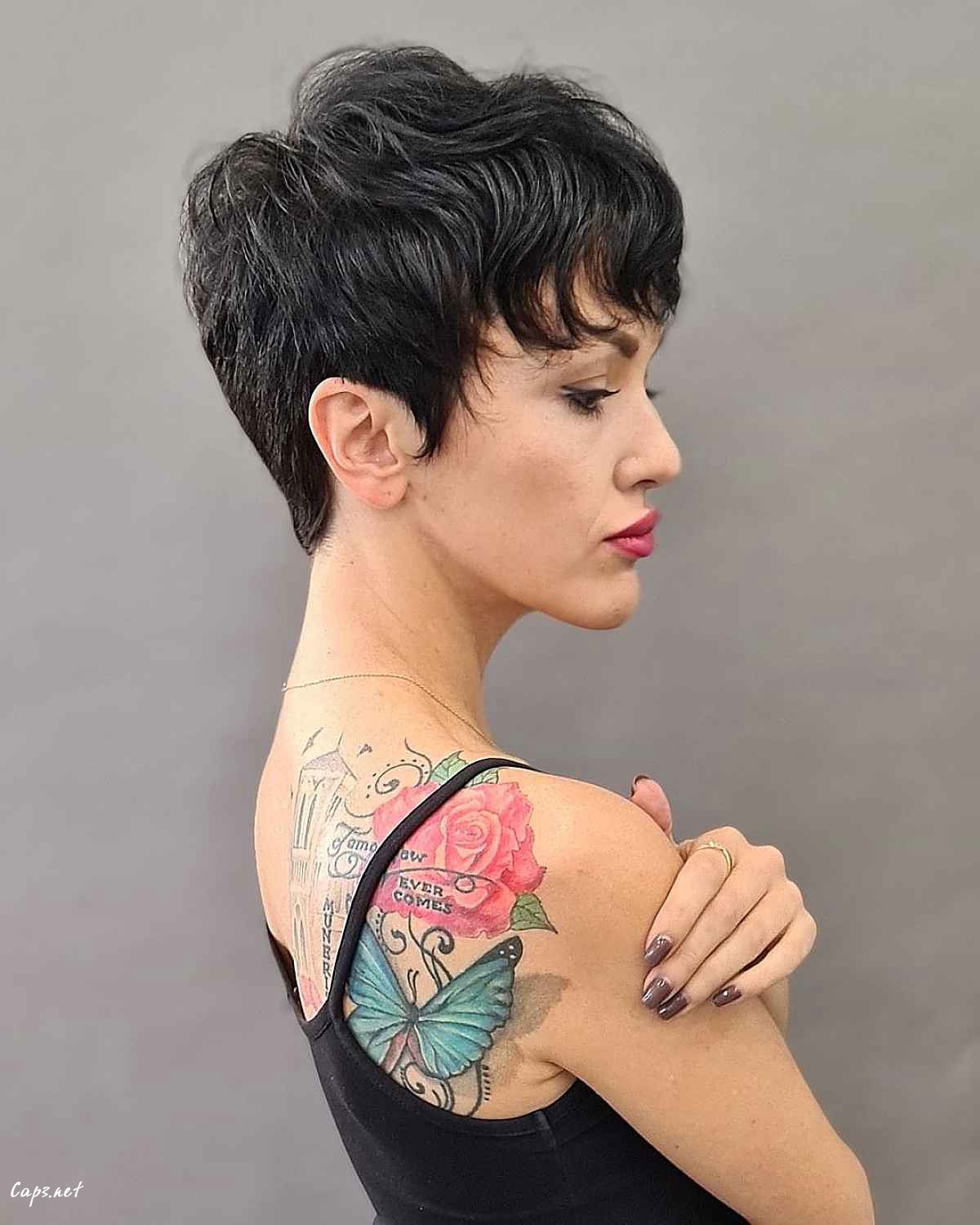 black wavy lixie long pixie