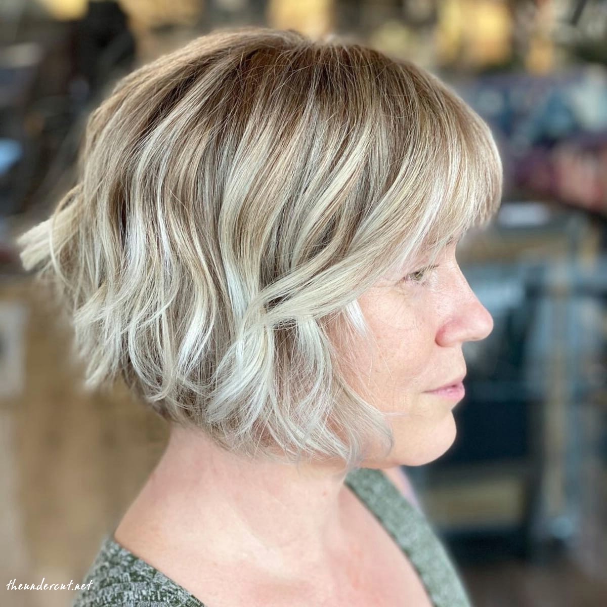 blonde shaggy bob for women over 50