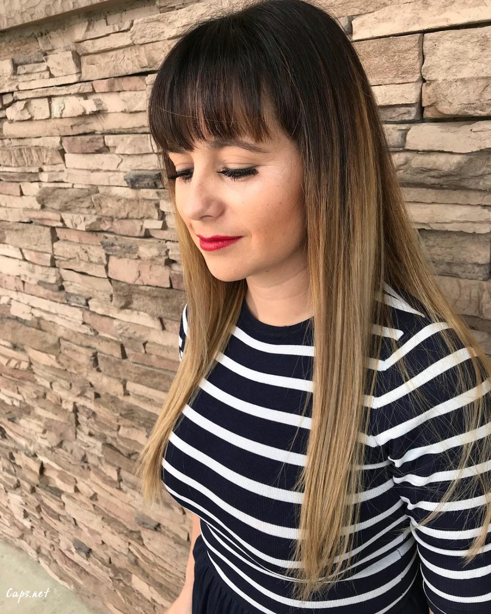 chic long ash blonde ombre with long bangs heart shaped faces