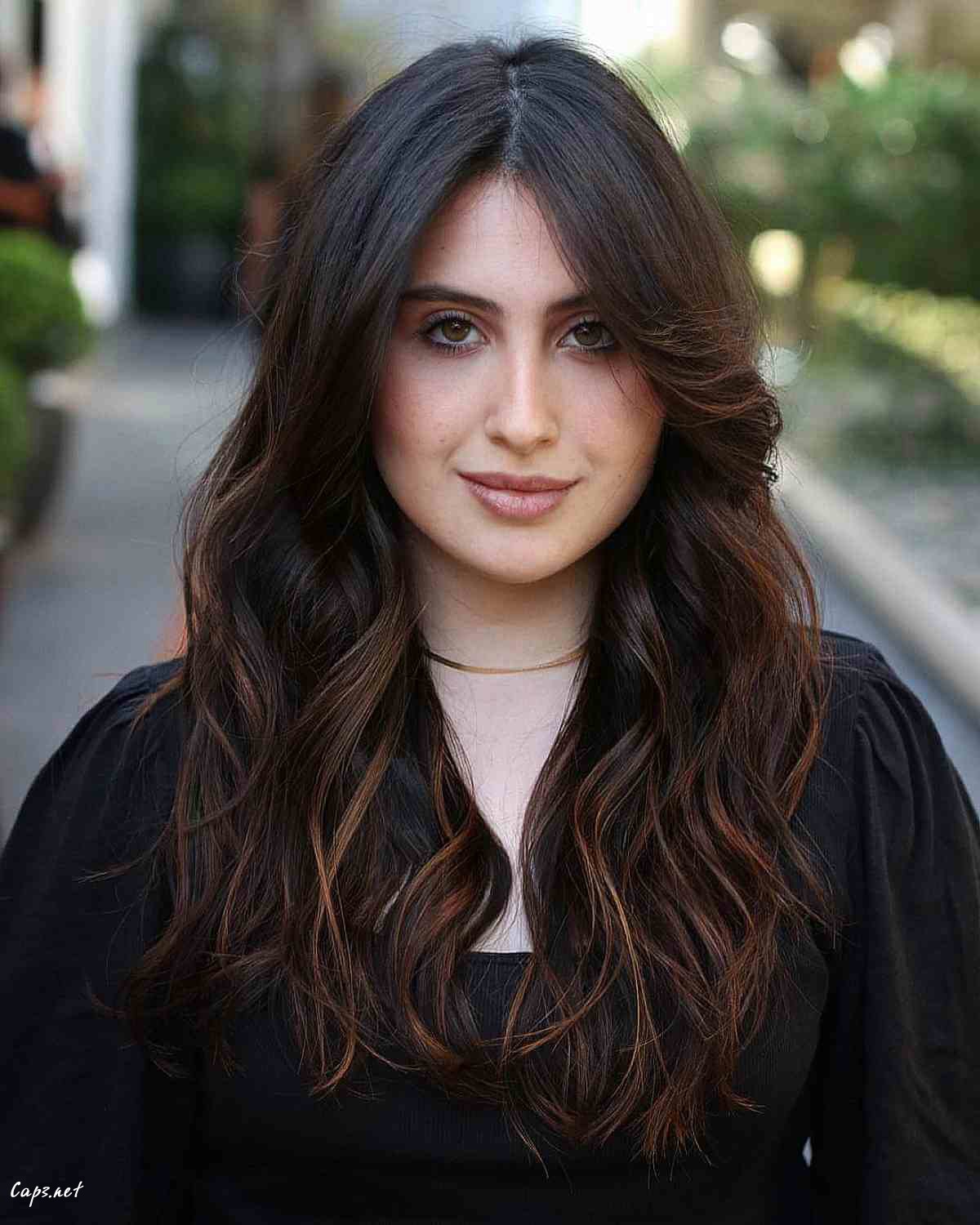 chocolate balayage for heart shaped faces
