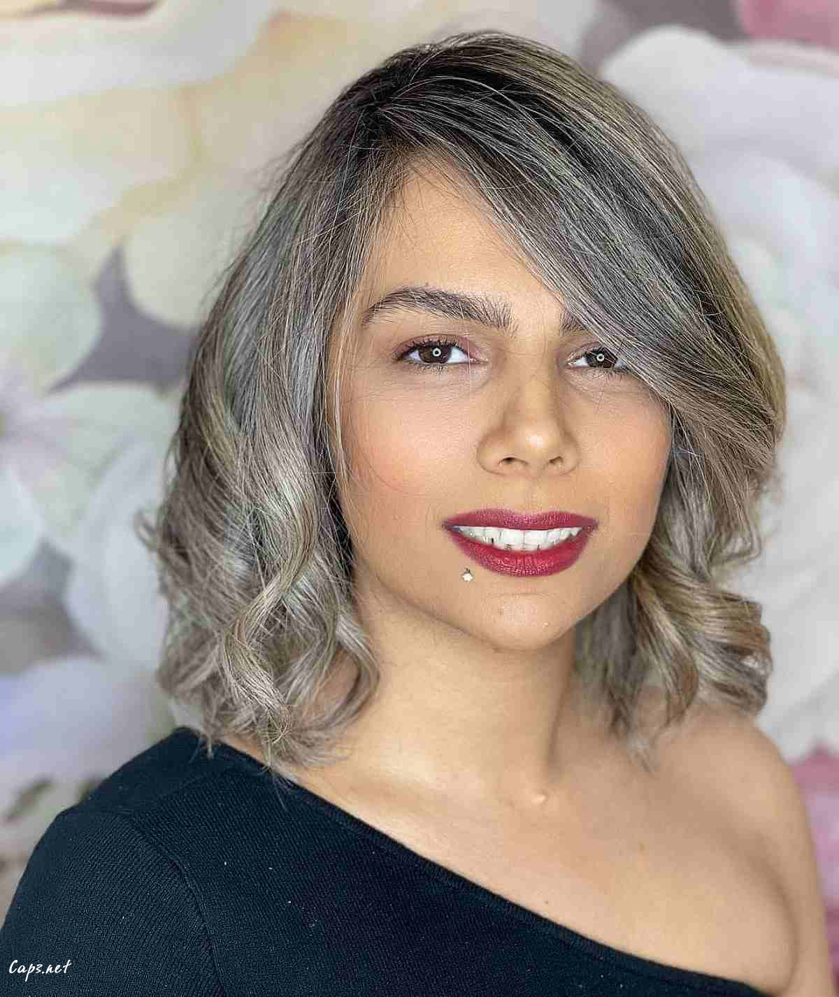 deep side part for a heart shaped face