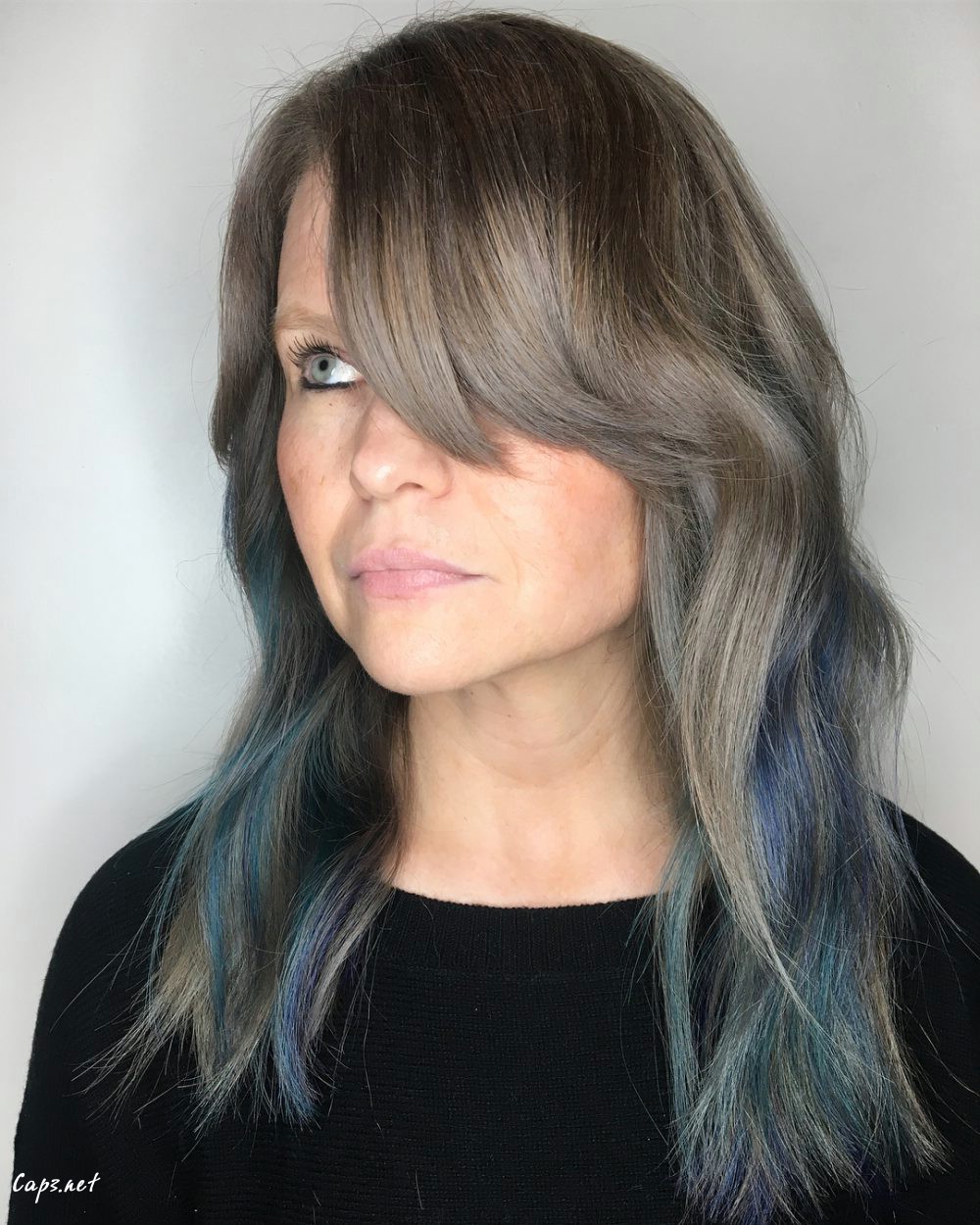 jewel tones with side bangs heart shaped faces
