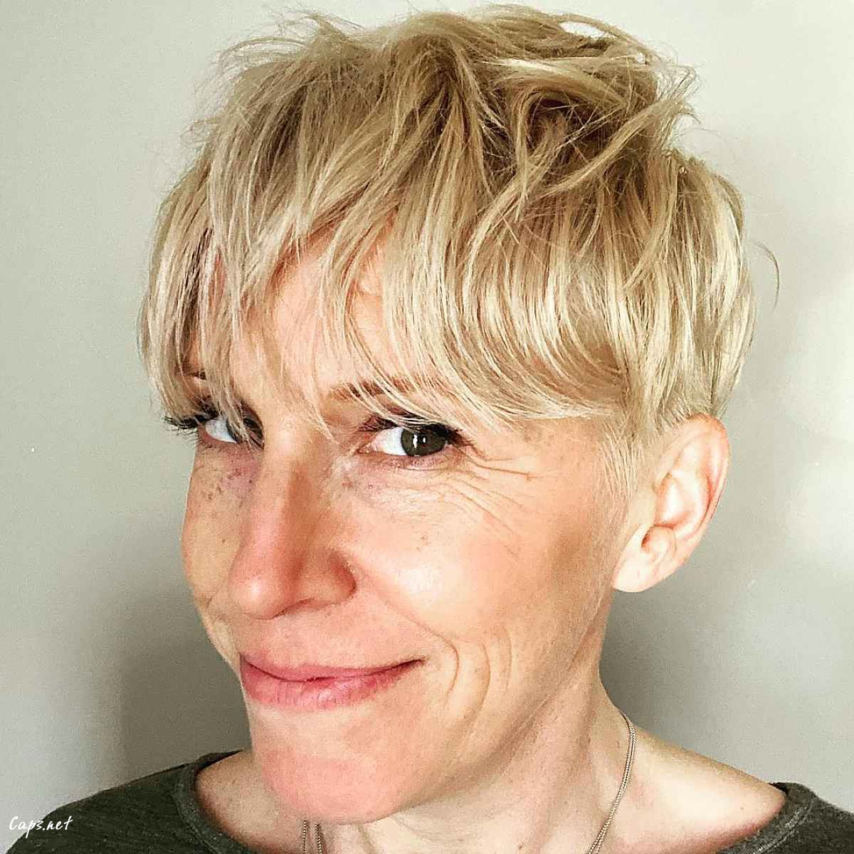 messy pixie with bangs hairstyle
