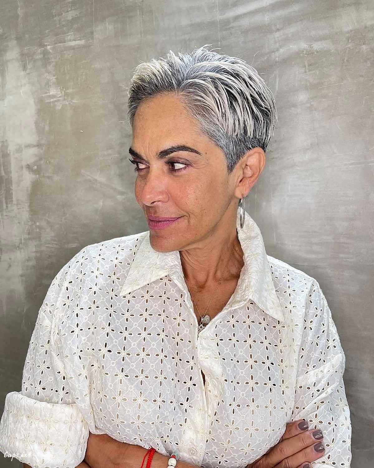 metallic short and choppy pixie cut