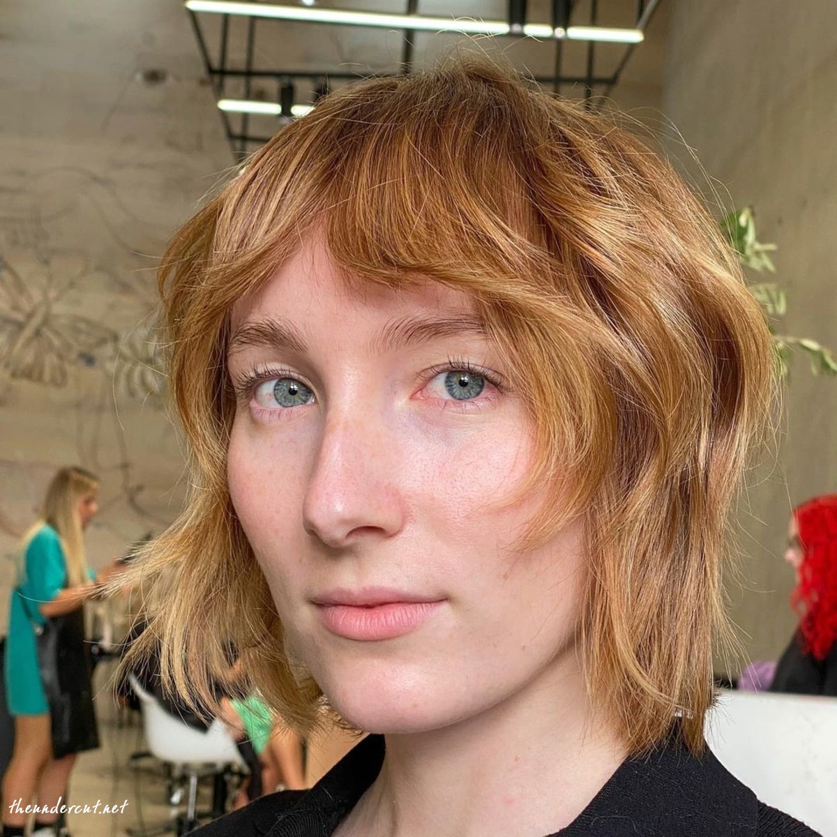 neck length shaggy layered cut