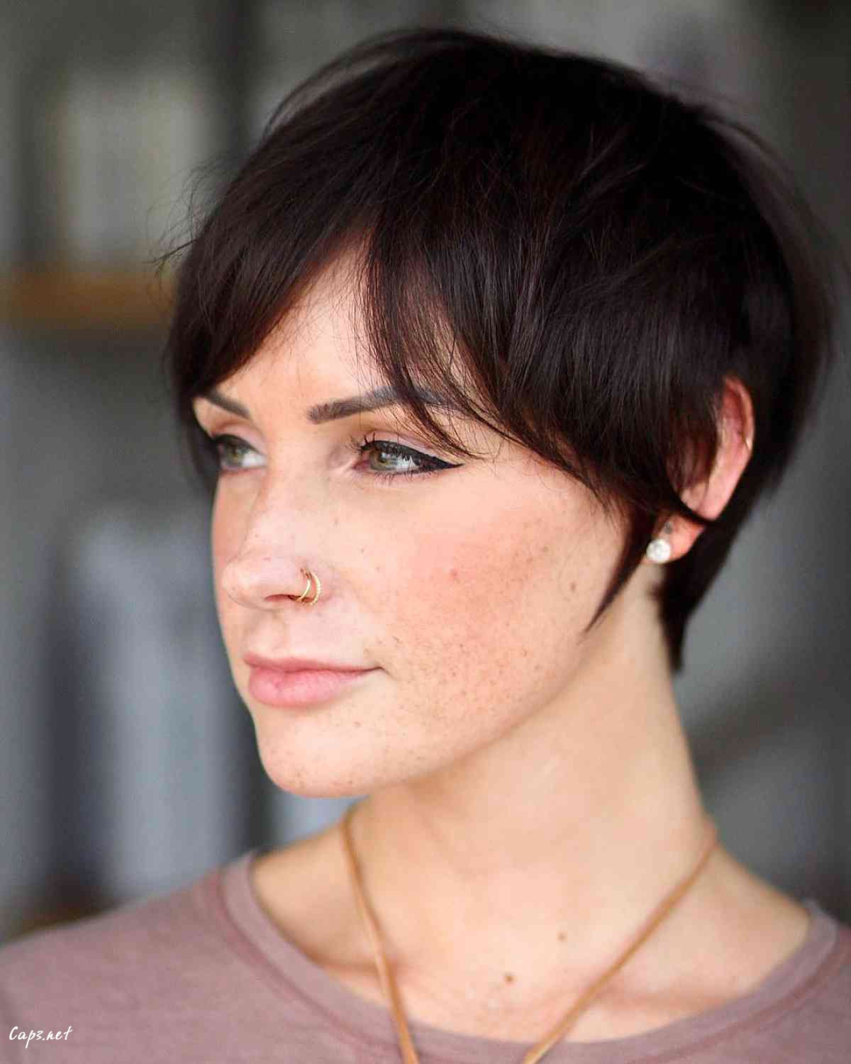 pixie with a long fringe for straight hair