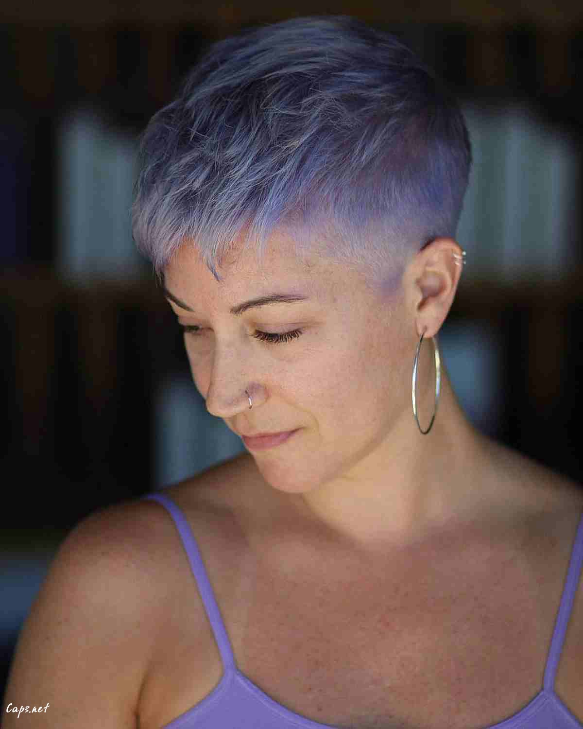 purple lavender pixie cut