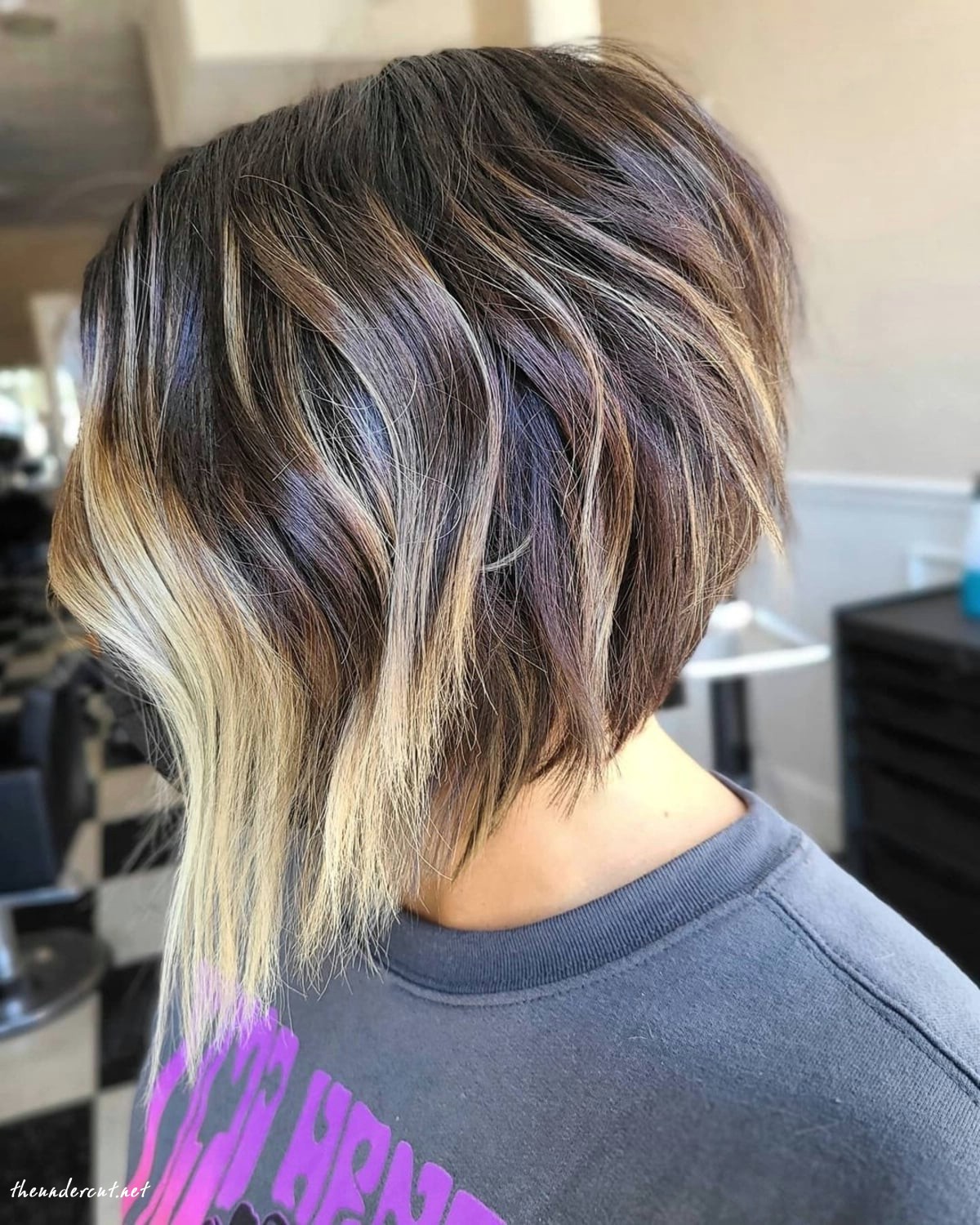 shaggy angled bob