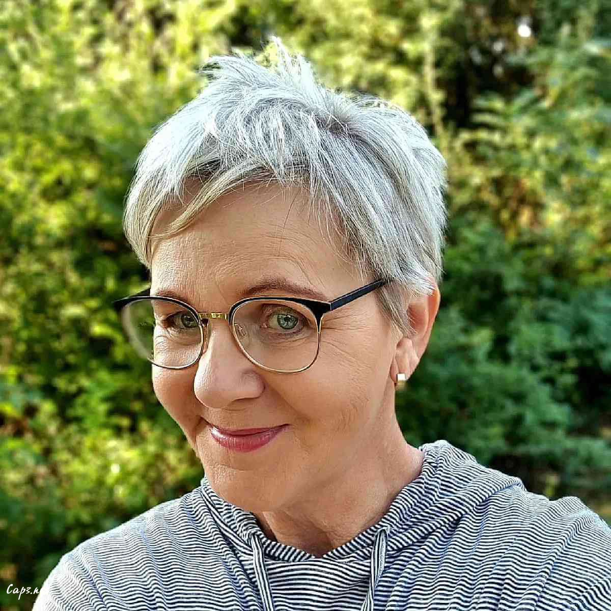 tousled and messy pixie for older ladies