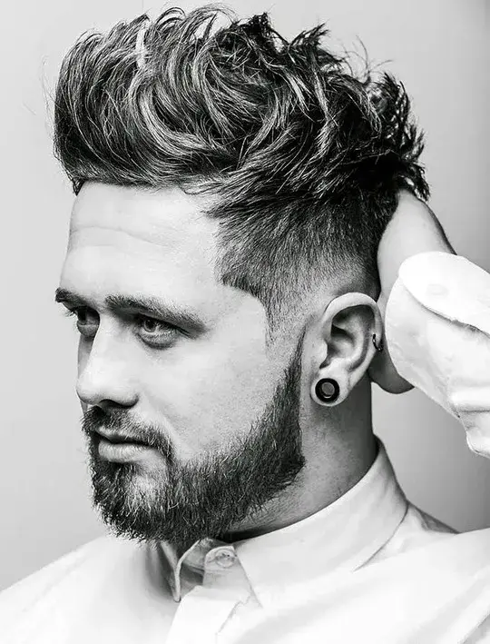 Parted Brush Up Low Fade Haircut Taper 9