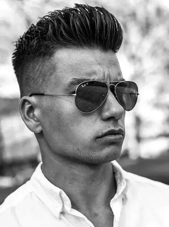 Parted Brush Up Low Fade Haircut Taper