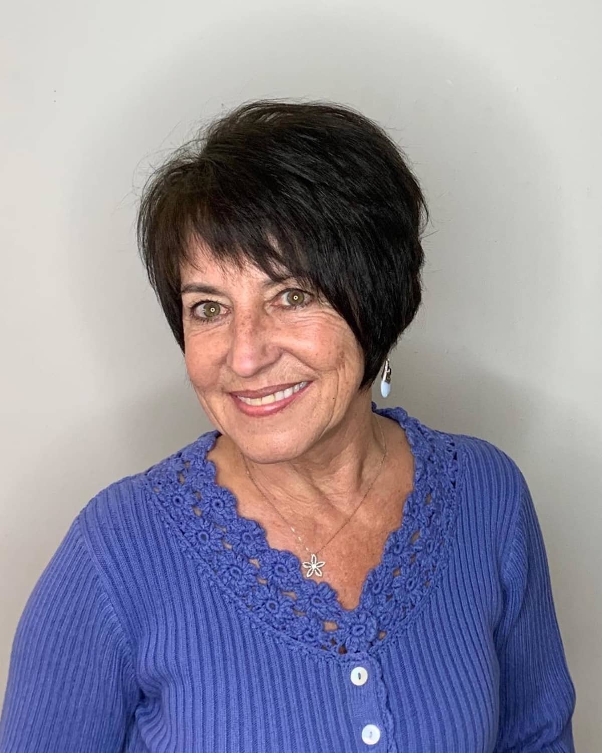 asymmetric stacked bob for women passed their sixties