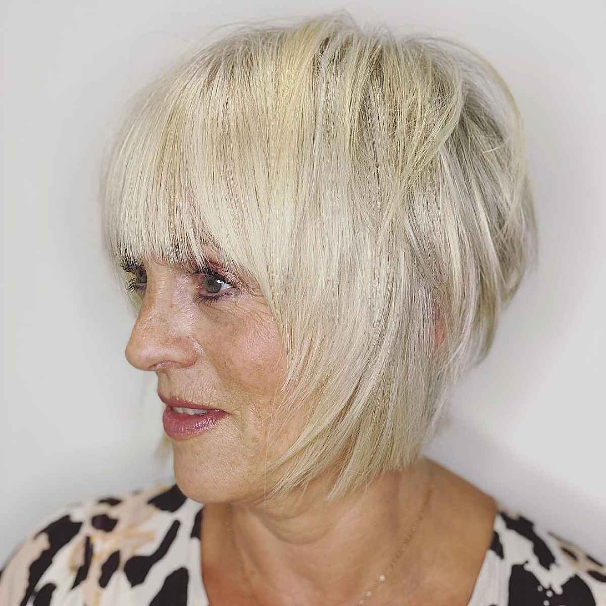 choppy bob with choppy bangs for women in their 60s