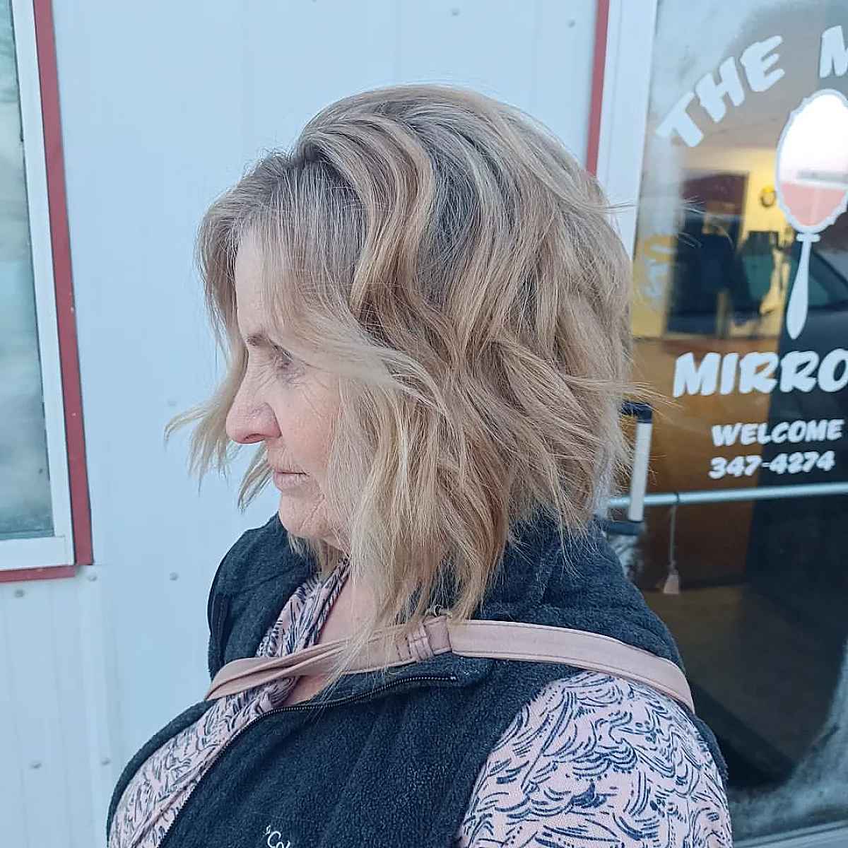 choppy lob style for a lady over sixty