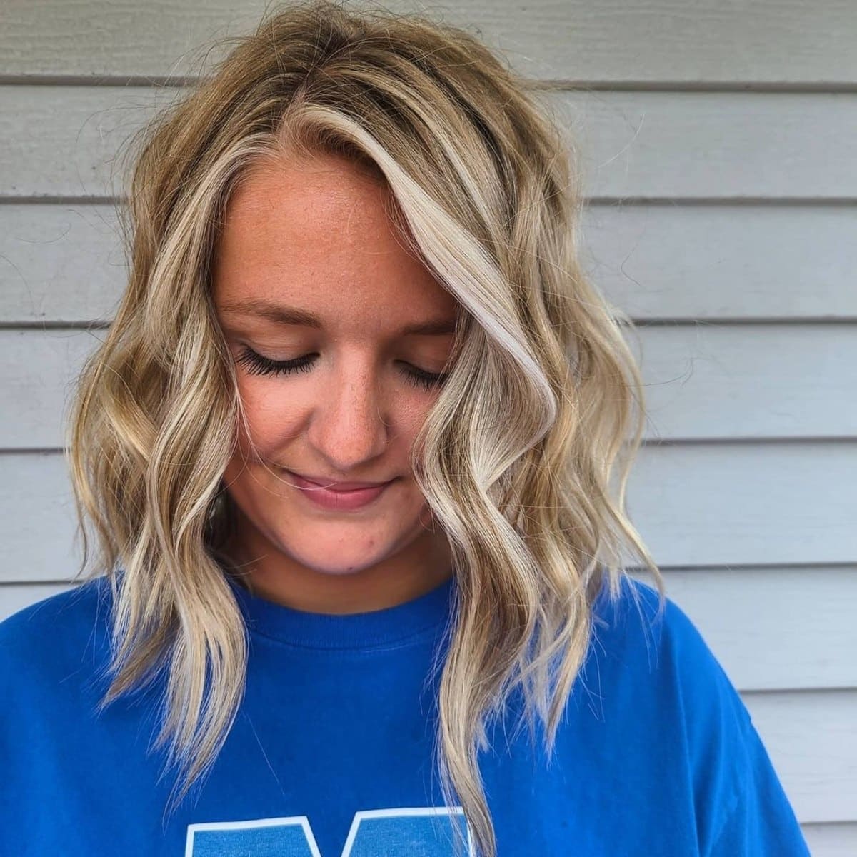 choppy long angled bob