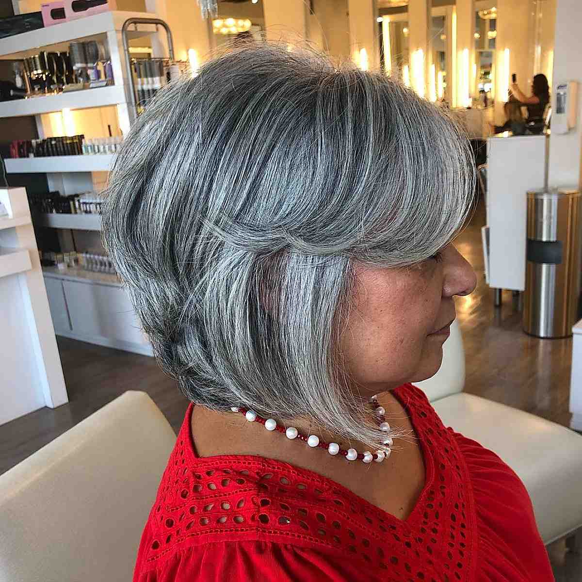 graduated bob for women over 60 with salt and pepper hair