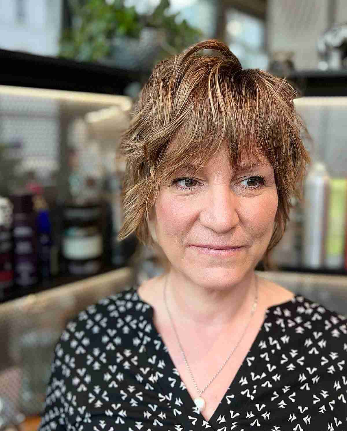 light brown shaggy mullet for ladies 60 and over