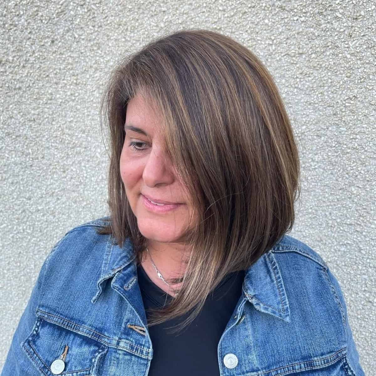 long bob for women over 60 with a round face 1