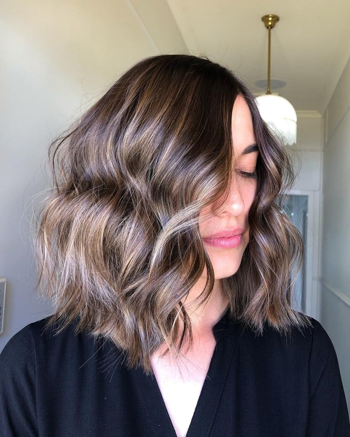 long choppy bob for wavy hair