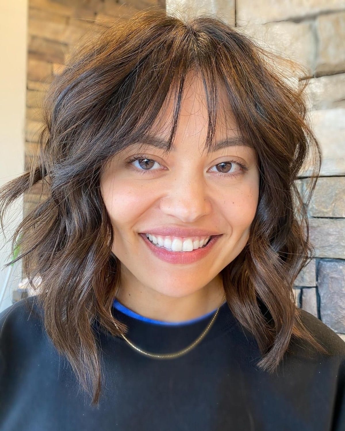 long choppy bob with fringe