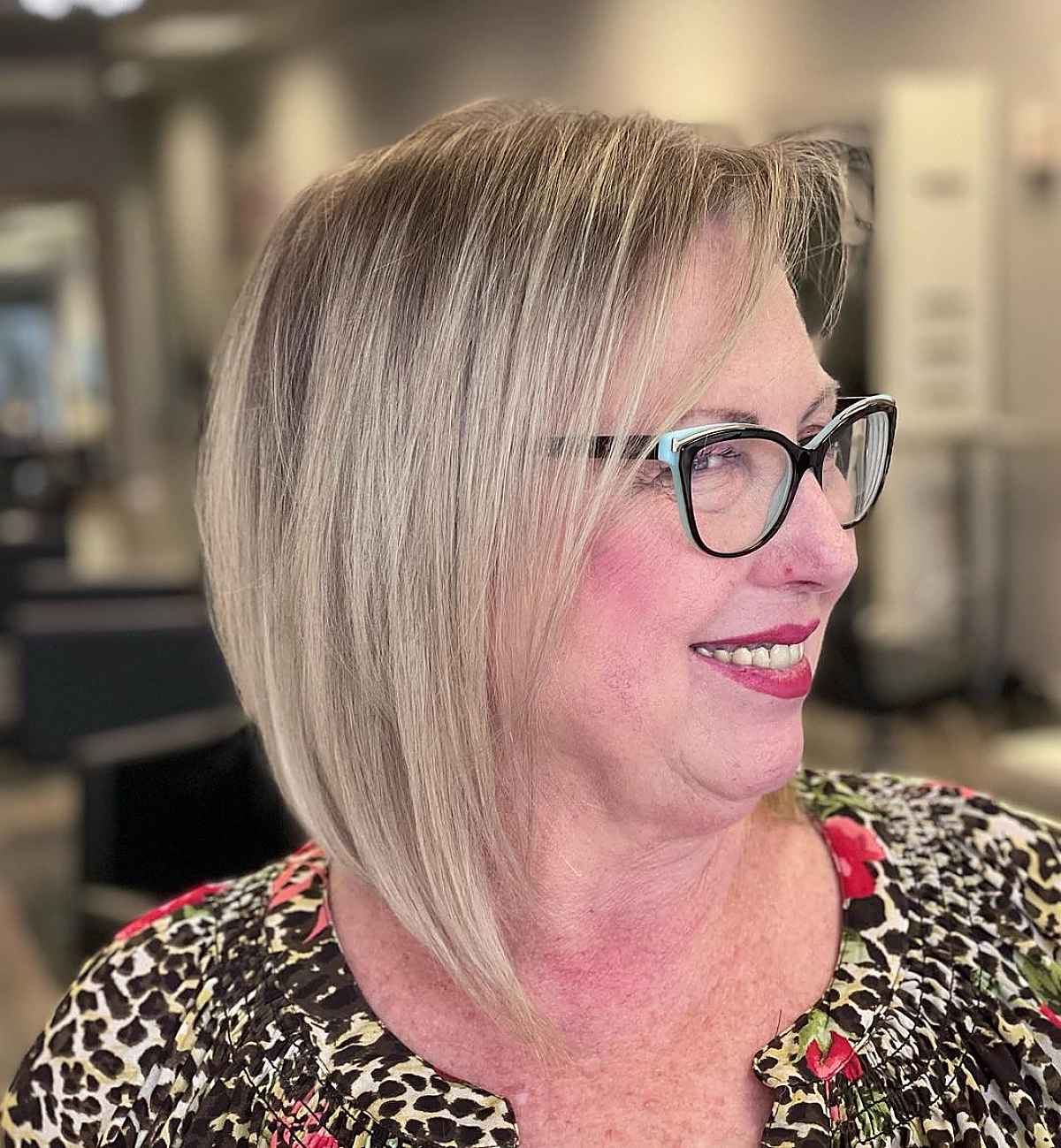 long round bob for ladies over 60 with fine hair