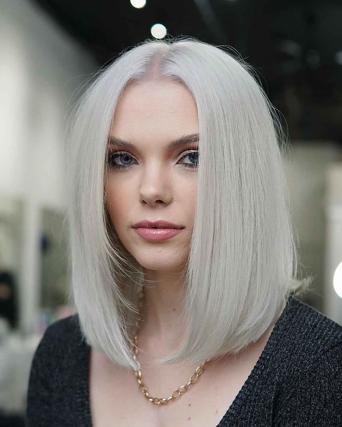 middle parted lob hairstyle