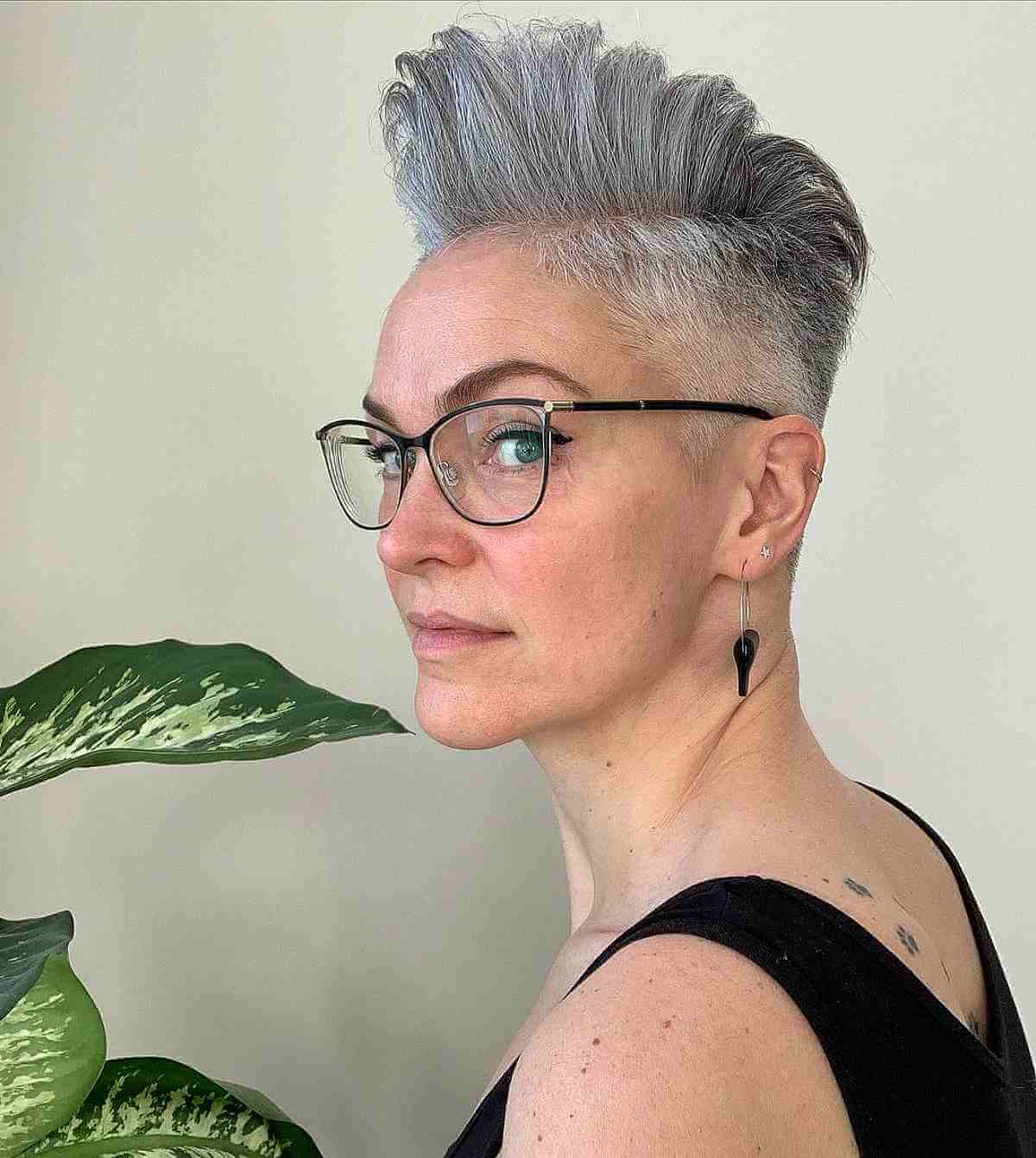 quiff pixie with shaved sides for a woman in her forties