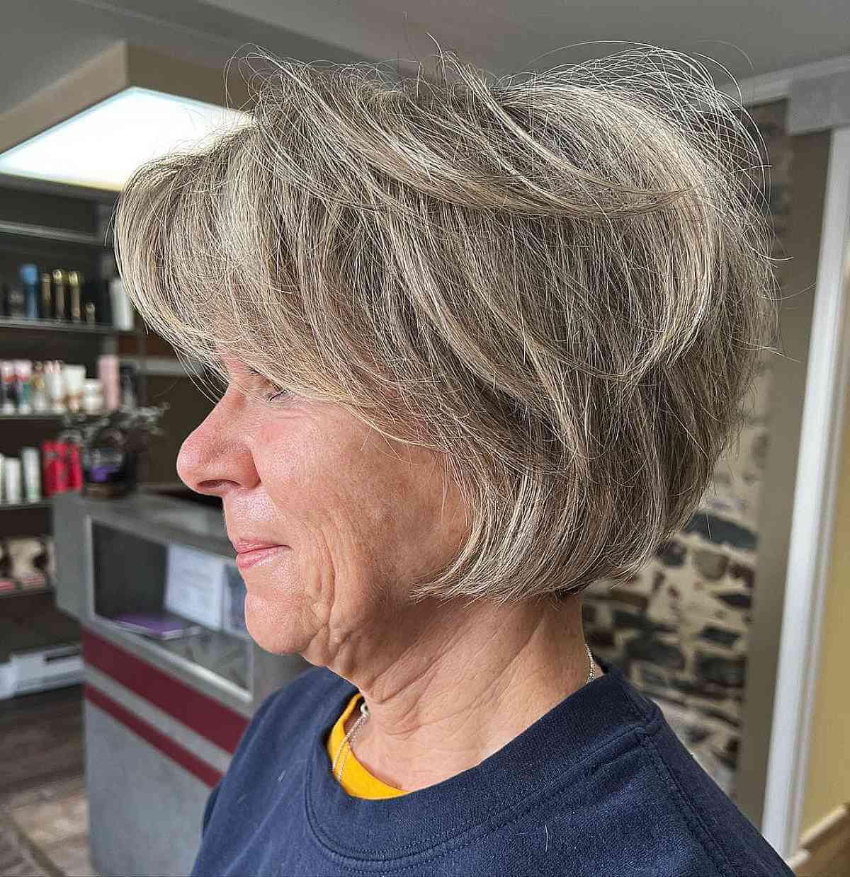 razor cut textured bob for women 60 and up 1