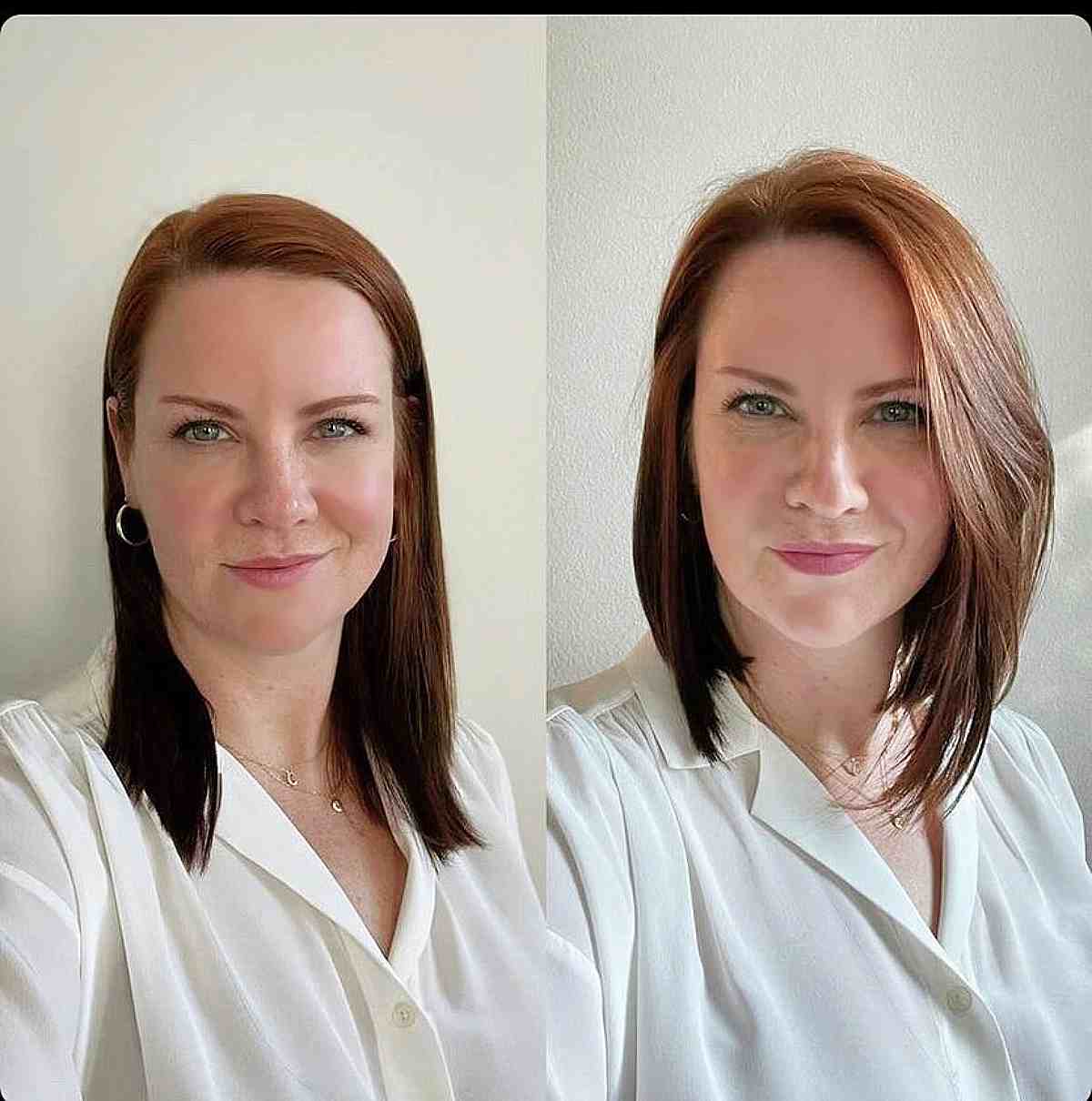 razored asymmetrical long bob for women 40 and over