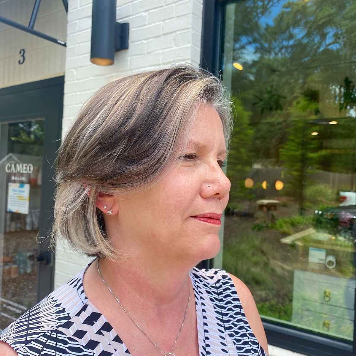salt and pepper bob cut for mature women over sixty 1