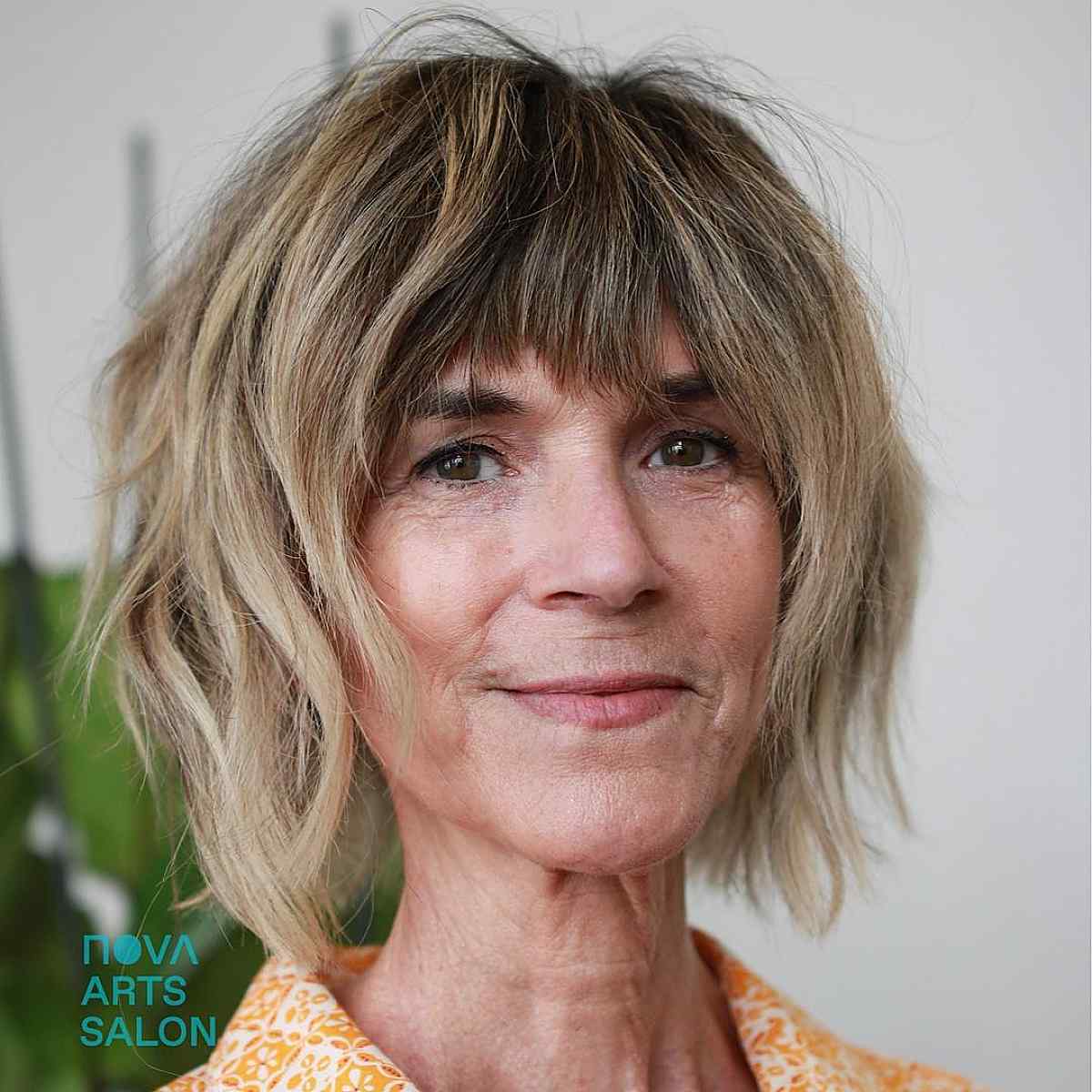 shaggy cut with choppy bangs