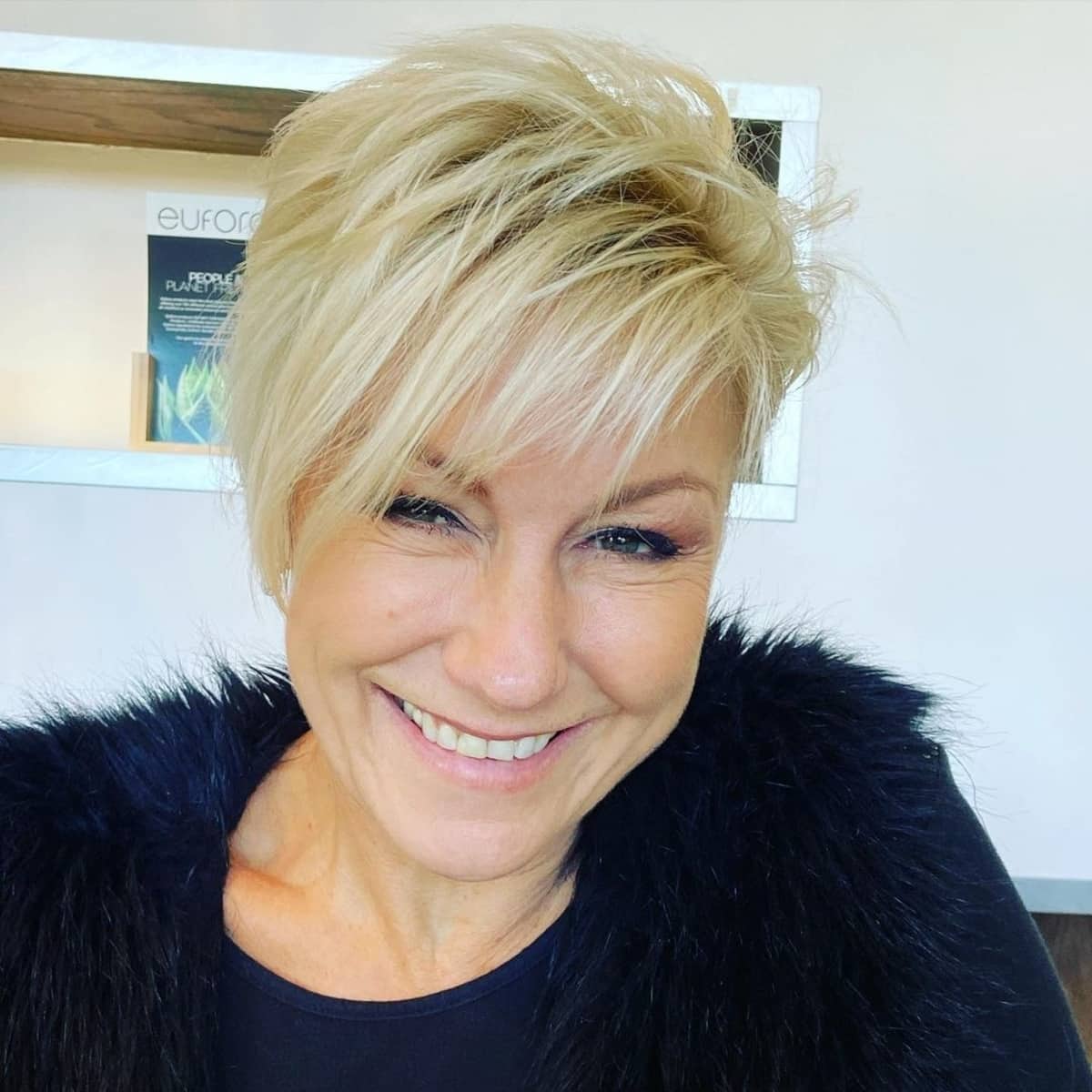 short asymmetrical cut for ladies over 60